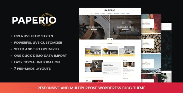 Paperio v2.9 Responsive And Multipurpose WordPress Blog Theme Download